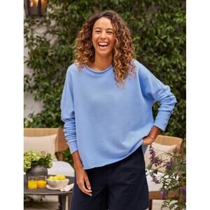 FRANK & EILEEN Blue Cotton Fleece Capelet - Size Small